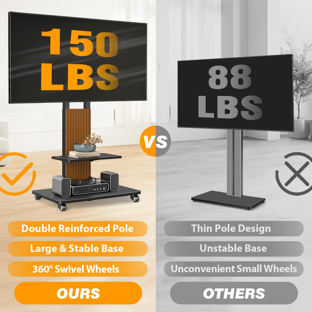 Heavy Duty Rolling TV Stand for 55-100 inch Large Screens B5240