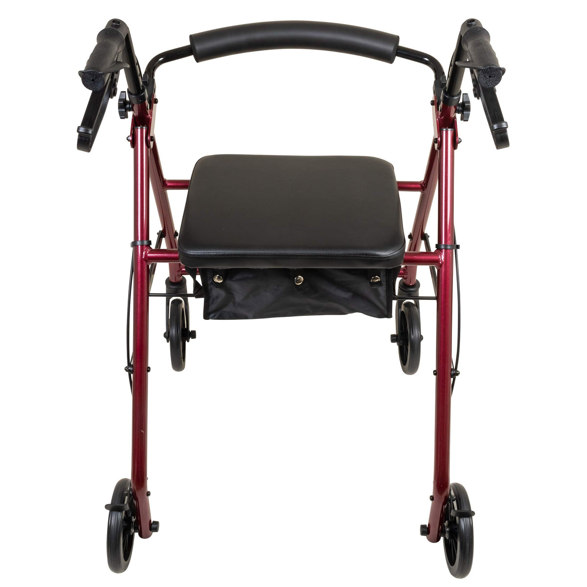 Aluminum Rollator Walker with Seat, 6-inch Wheels, Foldable, Burgundy Y759370