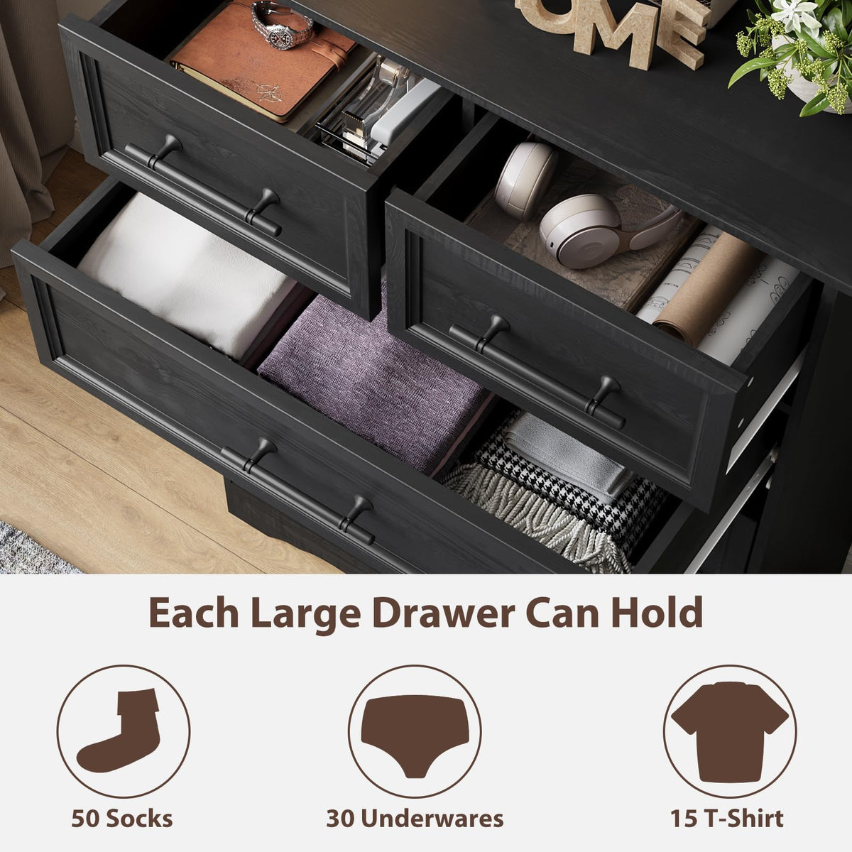 Black 6 Drawer Dresser H297277