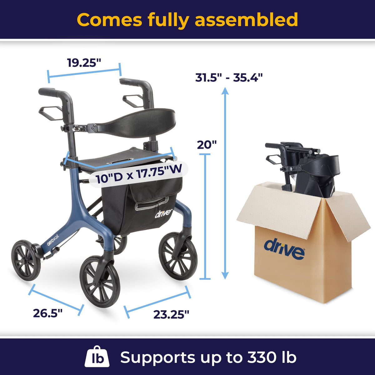 Blue 15.2 lb Rollator K3270