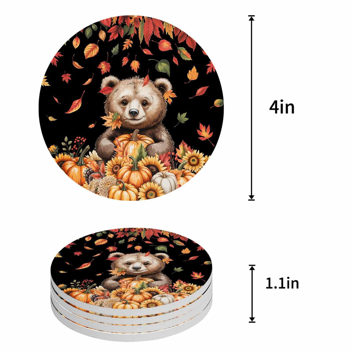 Absorbent Stone Ceramic Coaster with Cork Back, Set of 8 I5684