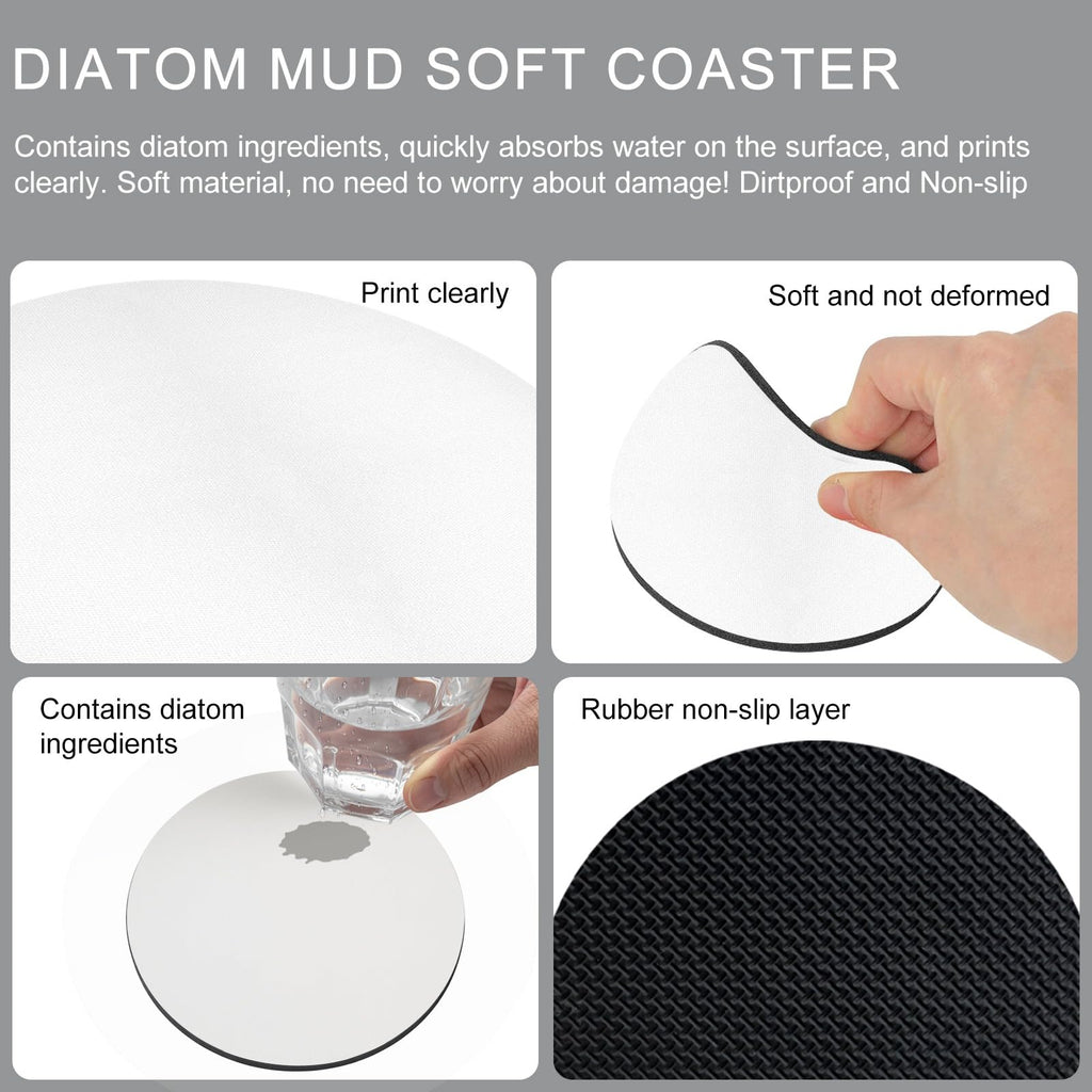 Black Grey Absorbent Coasters Set of 4 U345