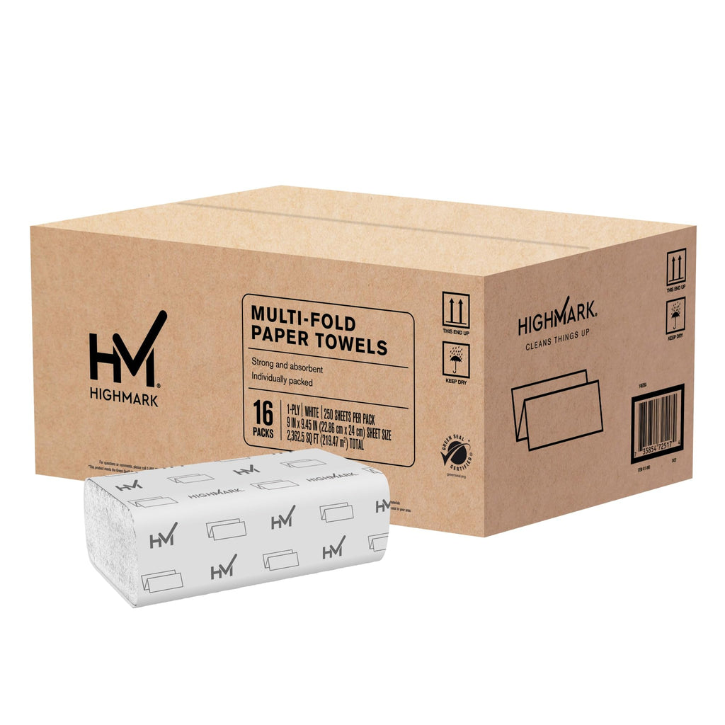 1-Ply White Recycled Paper Towels, 250 Sheets, 16 Packs Y629