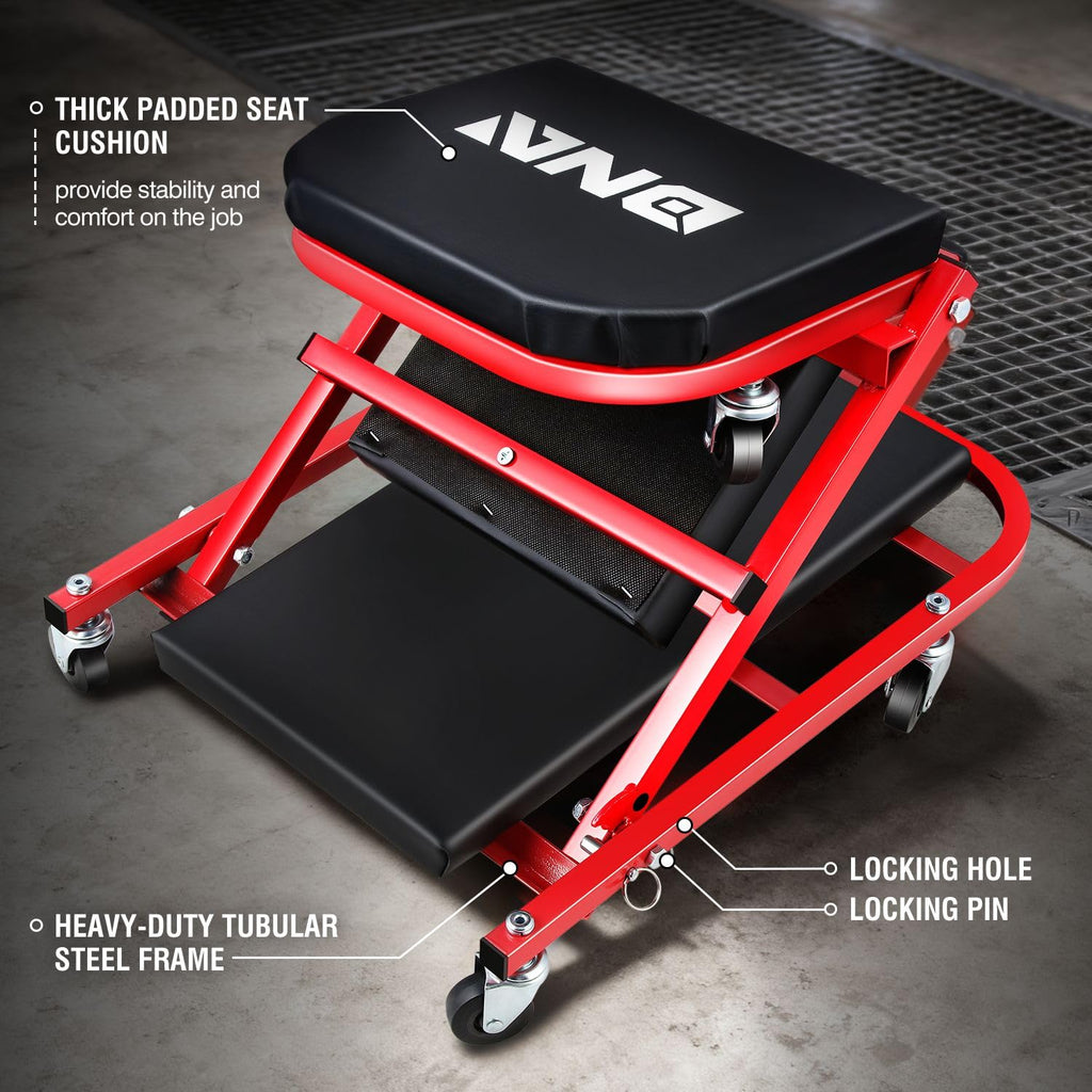 40 Inches 2 IN 1 Rolling Folding Car Creeper/Seat Red K327