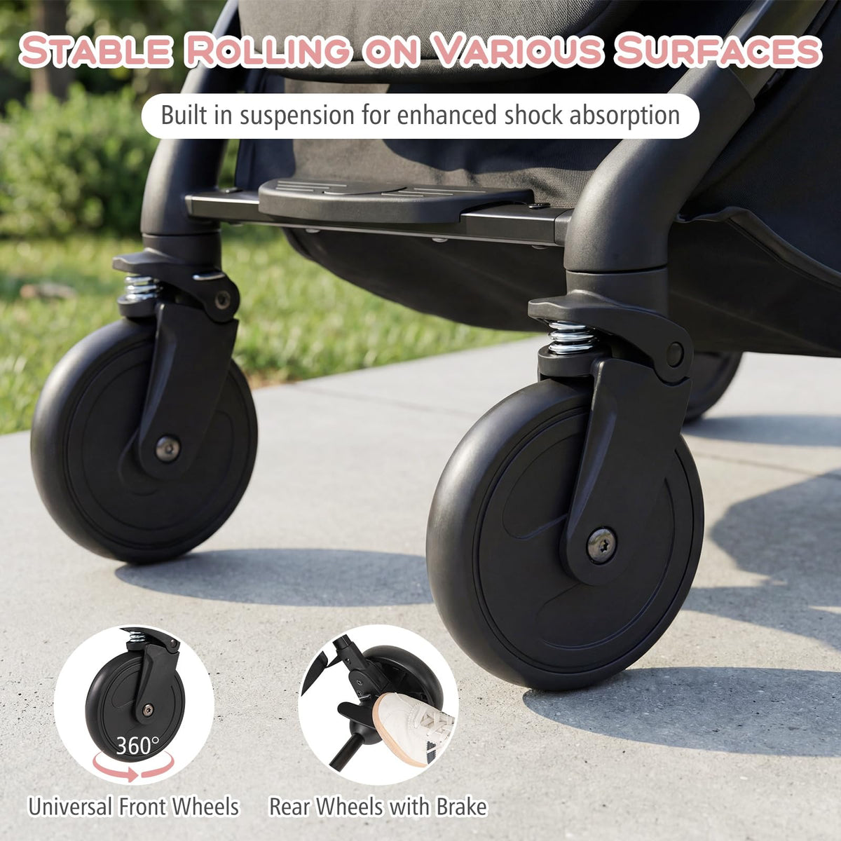 Lightweight Compact Stroller with One-Hand Fold and Canopy Y353258