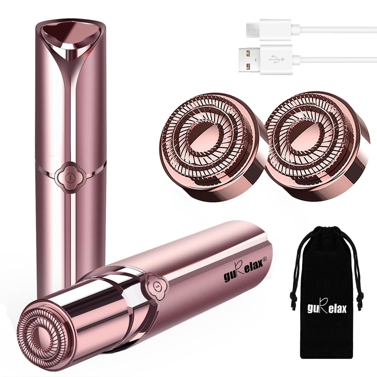 Electric Painless Facial Hair Removal Device with 2 Replacement Heads S661