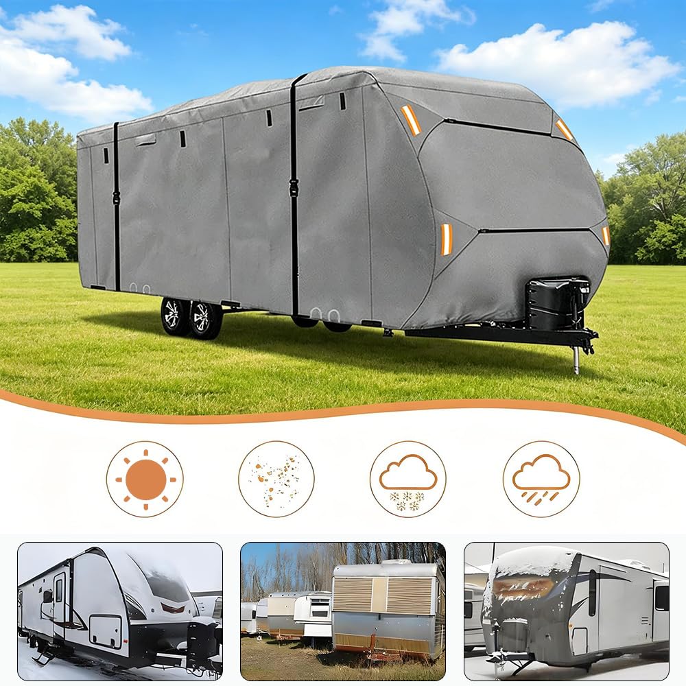 Waterproof 420D Travel Trailer Cover with Adjustable Straps Q2276