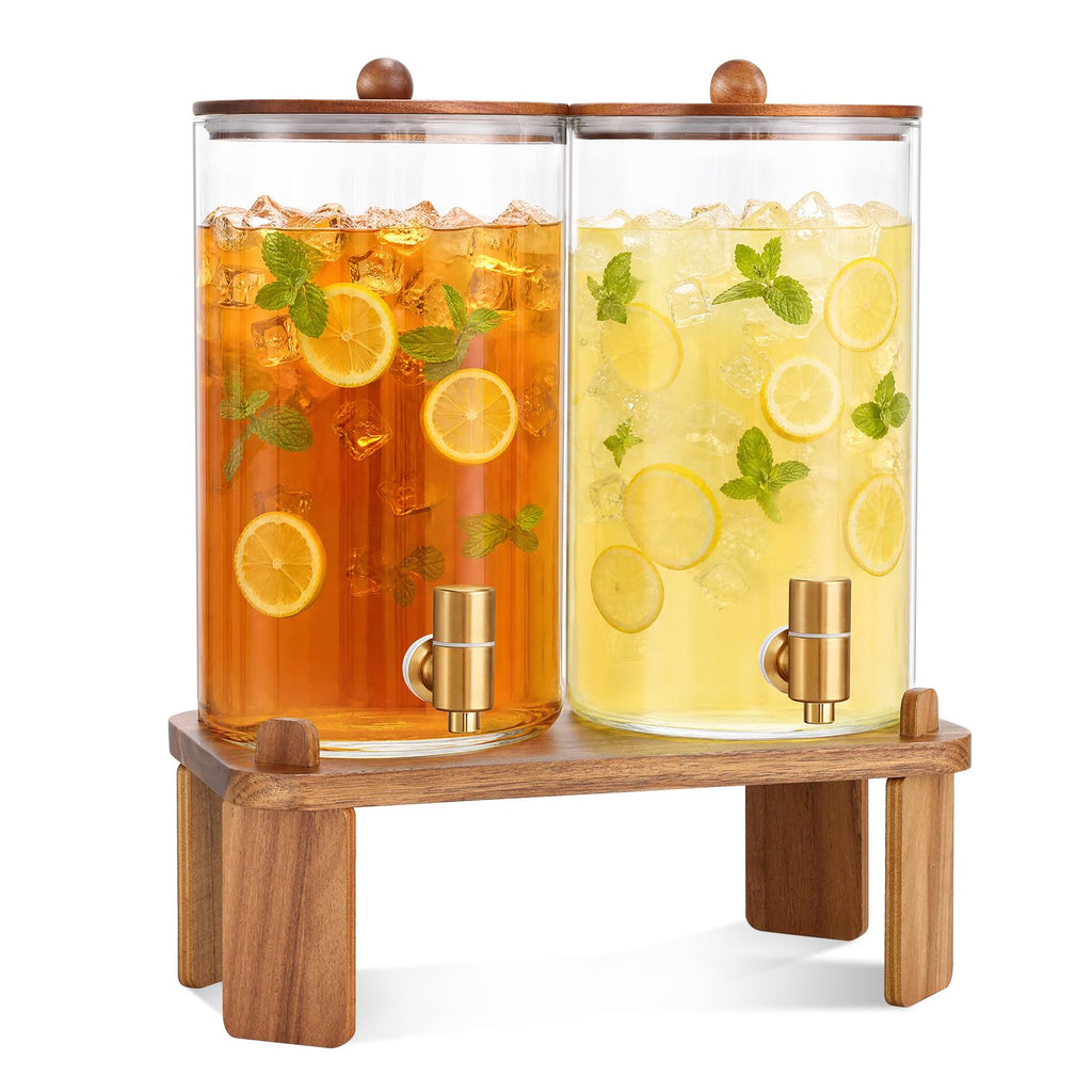 2pcs 1.2 Gallon Glass Drink Dispenser with Stand P545161