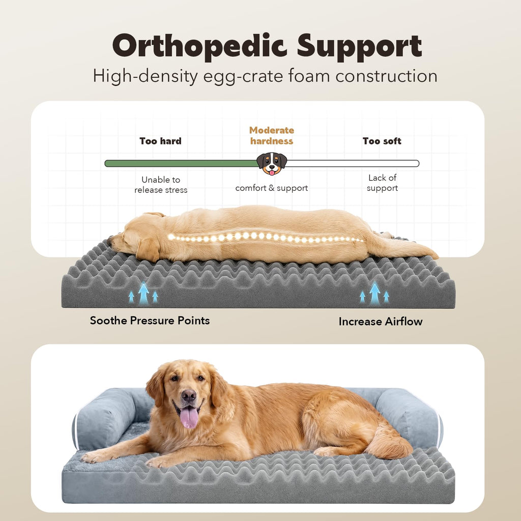 Washable Orthopedic Dog Bed with Bolster H33777
