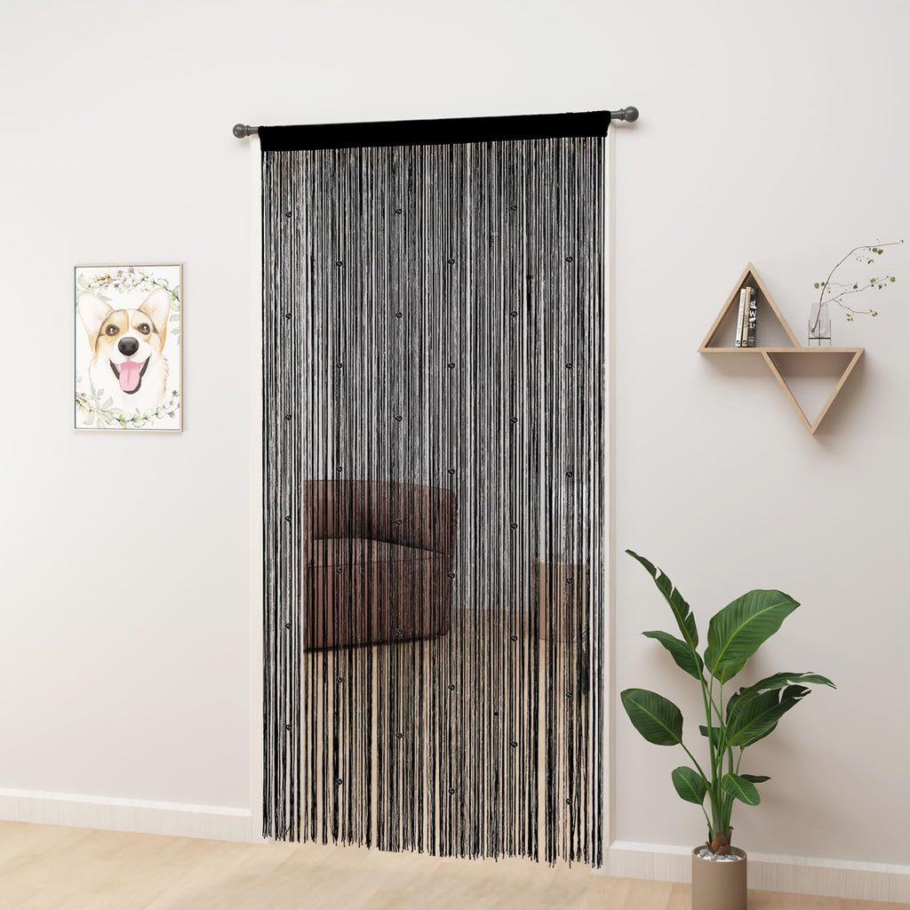 Beaded Curtains 39"x79" Black Z412763