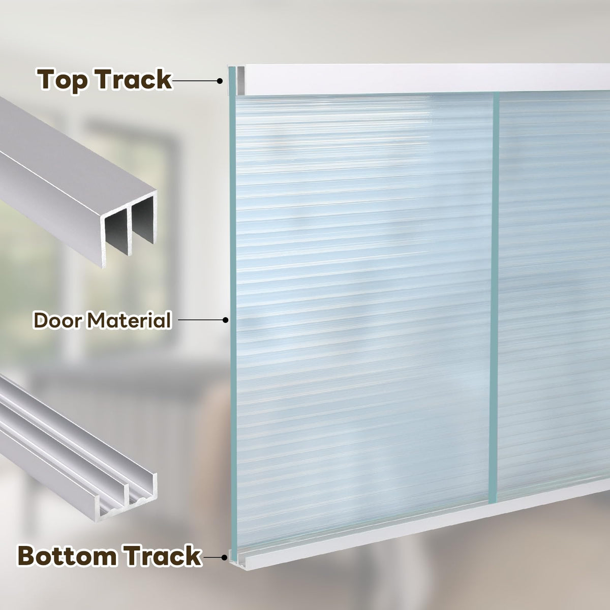 Aluminum Sliding Door Track Set 36 x 0.79 inches J31515