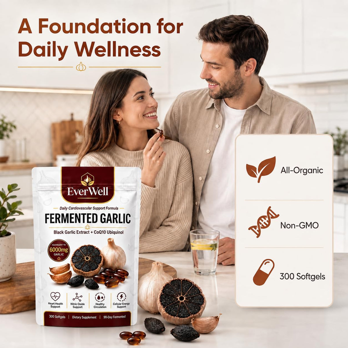 Black Garlic CoQ10 Softgels, 300 Softgels V5369