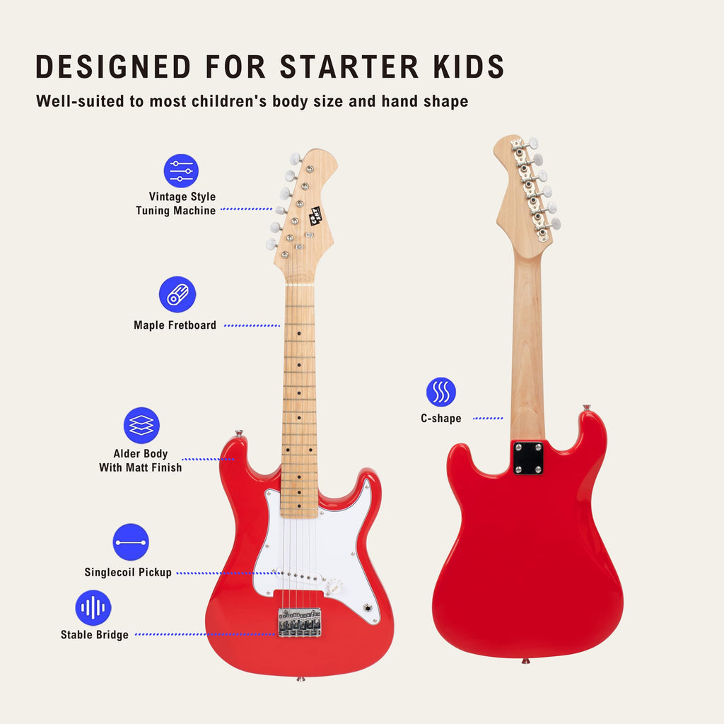 32 Inch Junior Size Red Electric Guitar Beginner Kit with Amplifier and Bag O6046