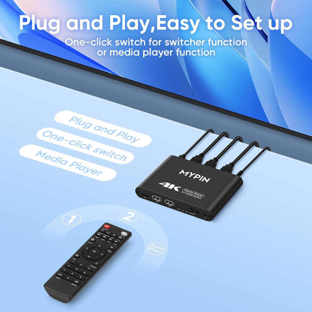 4K@30 Media Player with HDMI Out Switch Q595