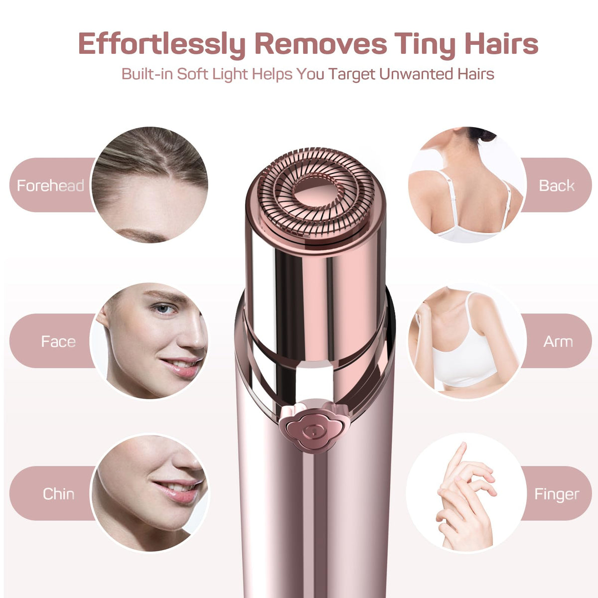 Electric Painless Facial Hair Removal Device with 2 Replacement Heads S661
