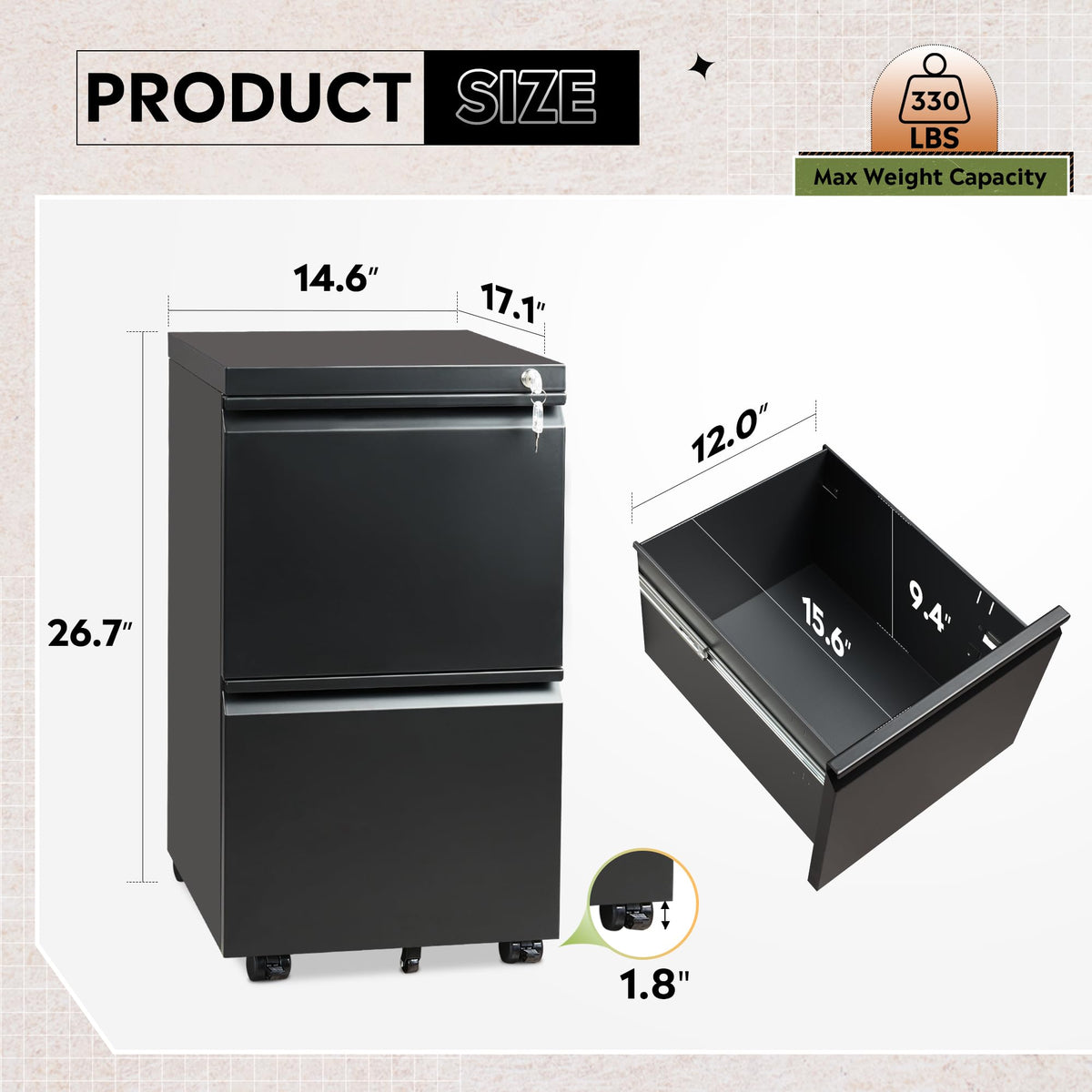 2 Drawer Metal File Cabinet G1494