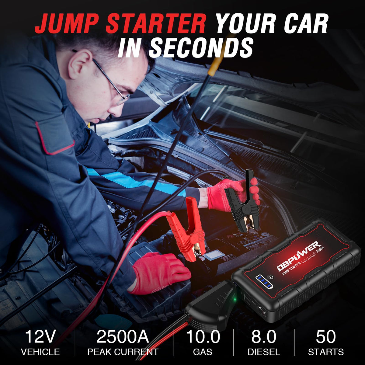 2500A Peak 74Wh Portable Car Jump Starter G7028