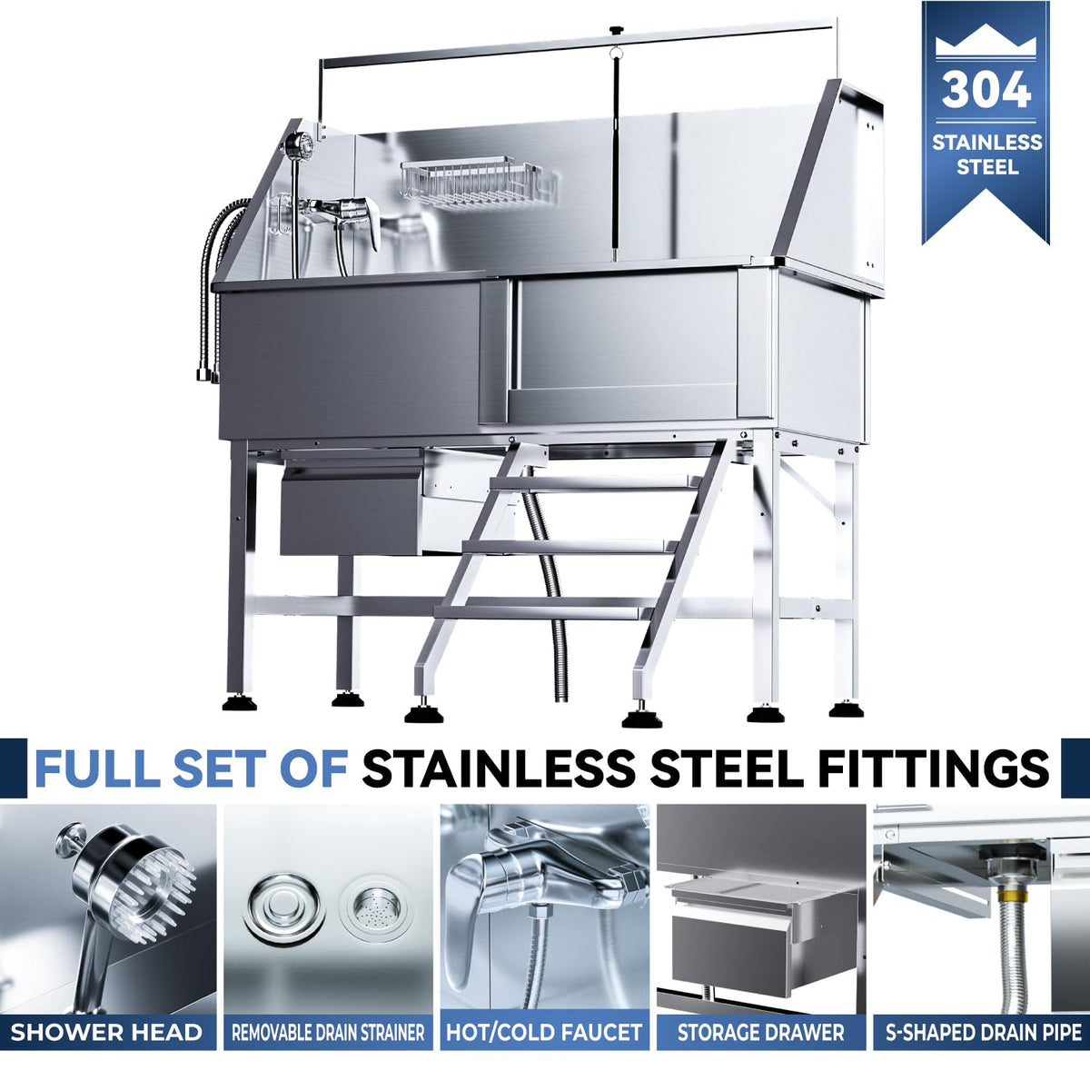 46" Stainless Steel Dog Wash Station C1361