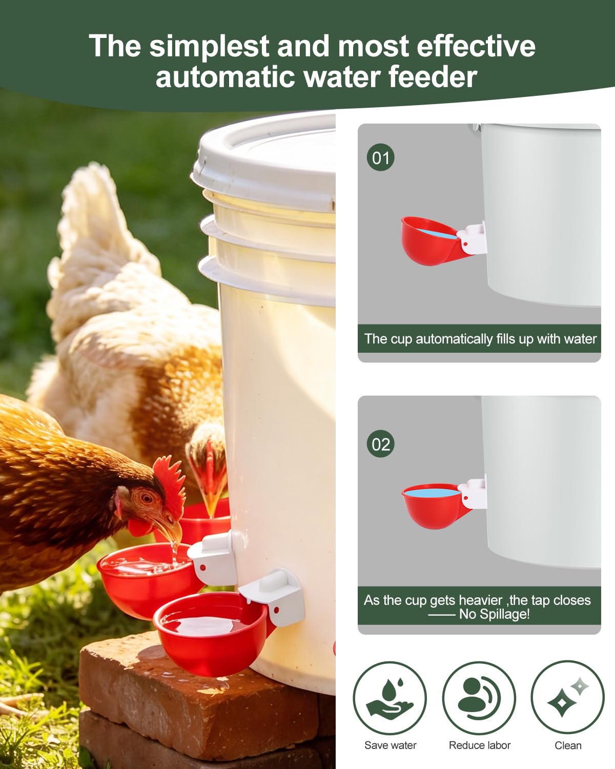 Chicken Waterer Cups 8 Pack with 3/8" Drill Bit K18133