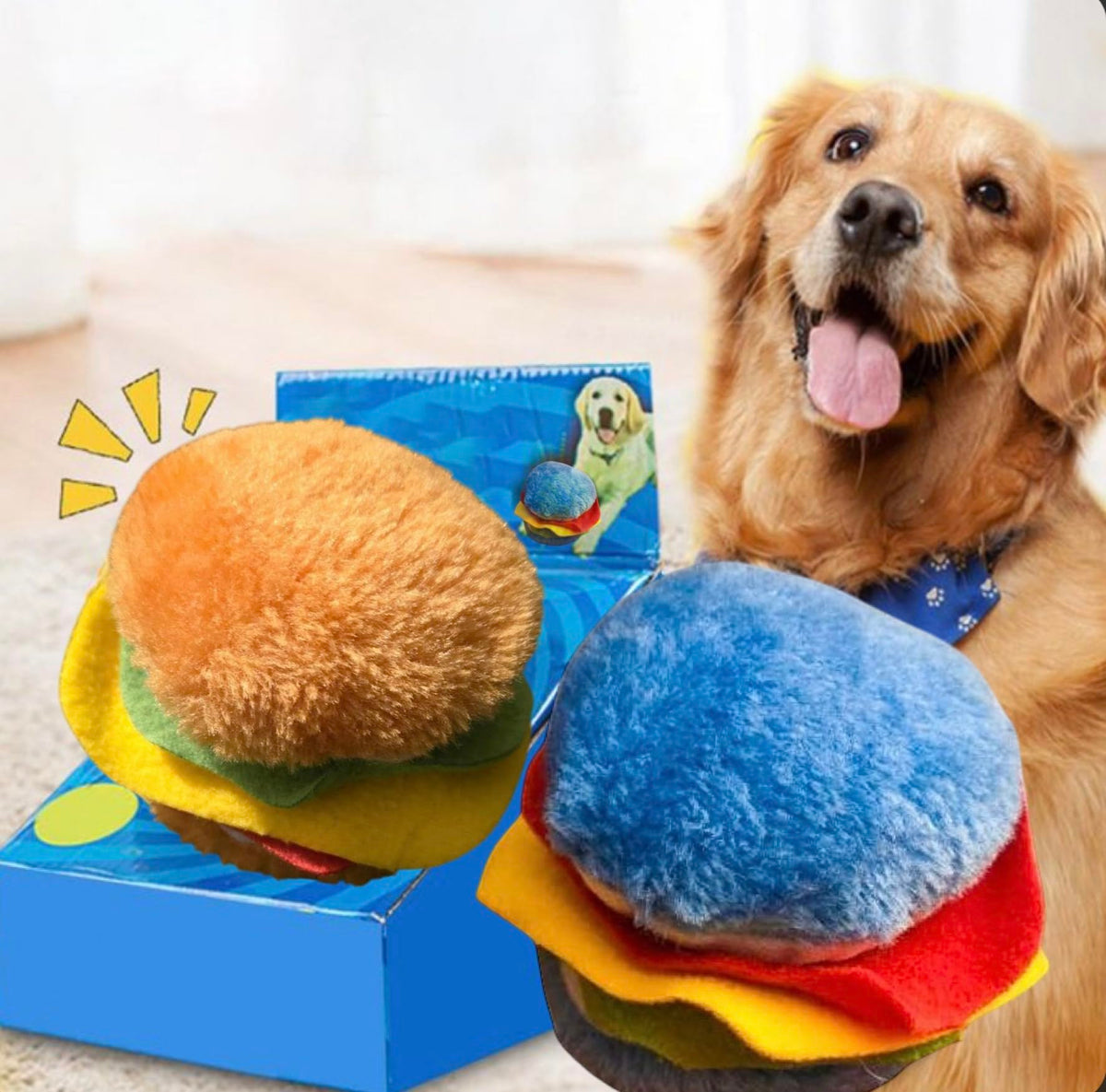 Hot Dog and Hamburger Plush Dog Chew Toy 2 Pack C815803