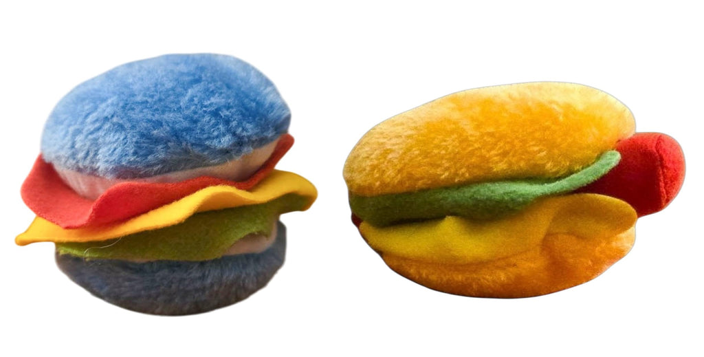 Hot Dog and Hamburger Plush Dog Chew Toy 2 Pack C815803