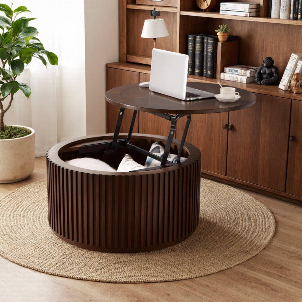 Round Lift Top Coffee Table with Storage C750