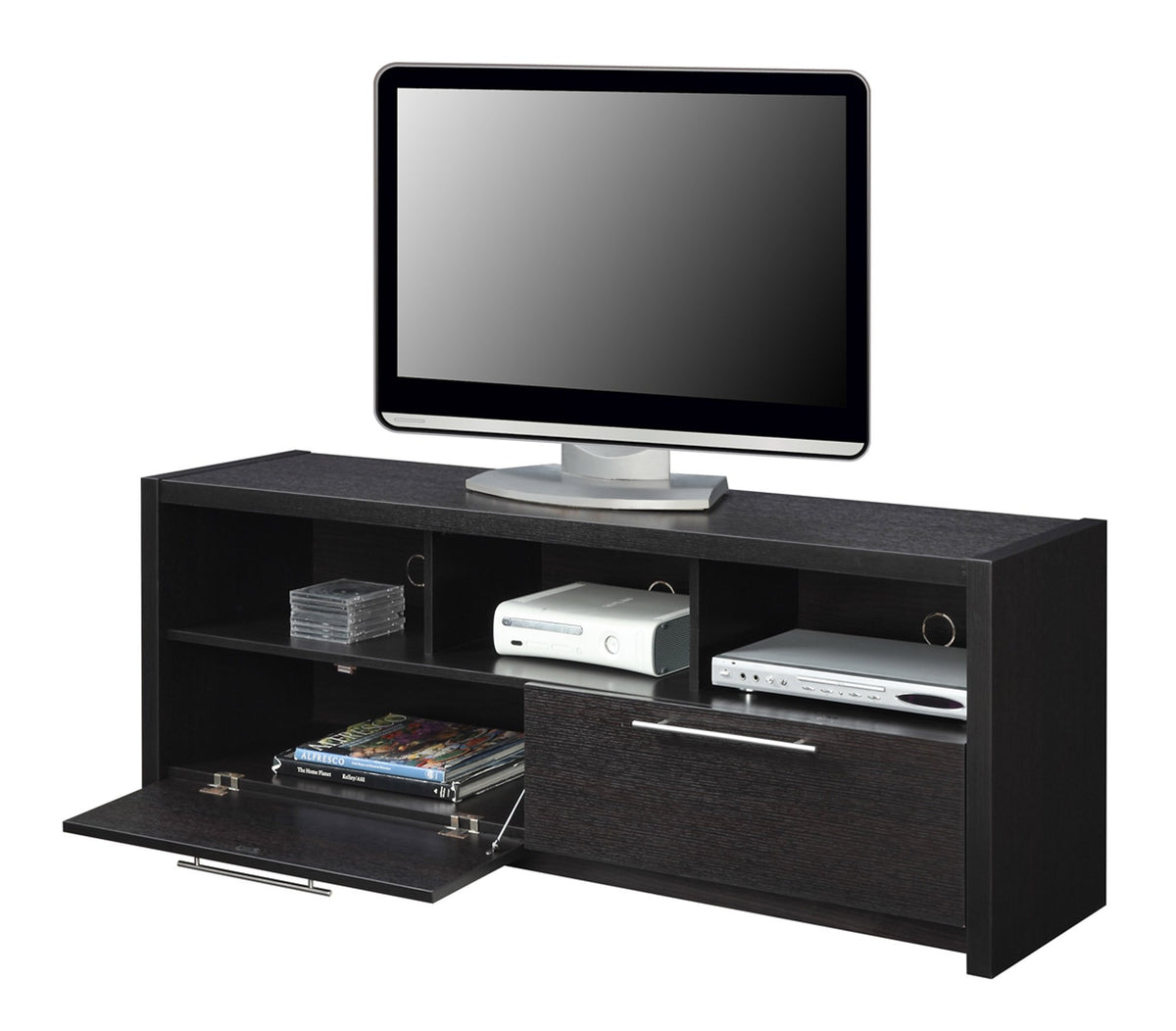 Espresso TV Stand with Storage Cabinets & Shelves V69223