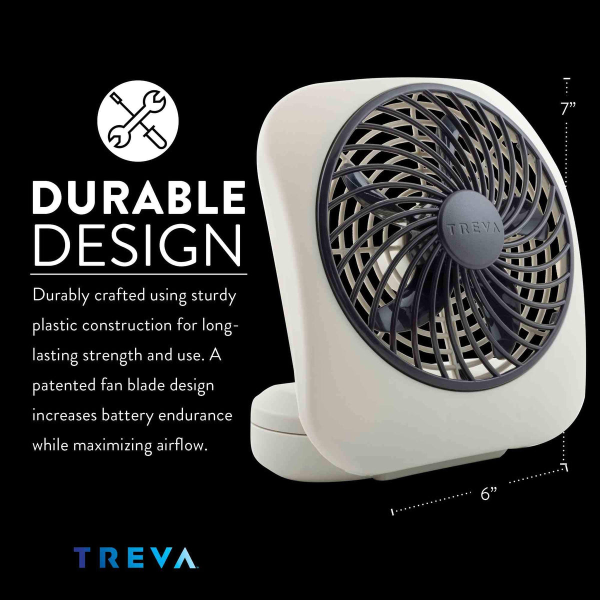 Portable Battery Powered Desk Fan 2-Speed Grey U227796