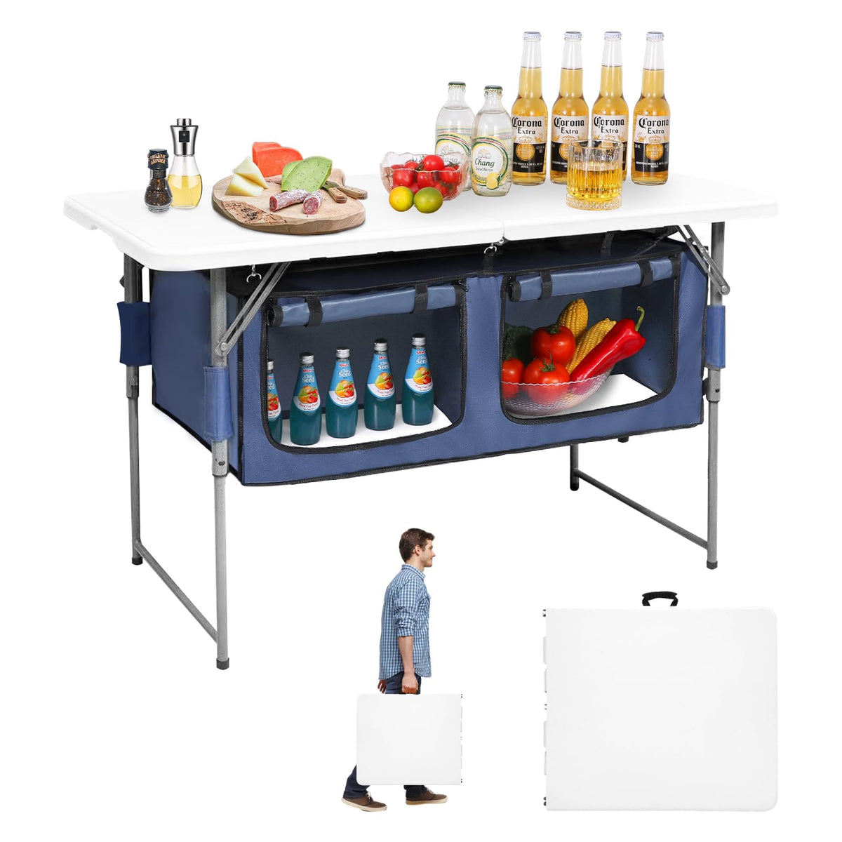 Foldable Camping Table with Storage I95159