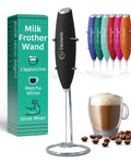 Black Handheld Milk Frother Wand with Stand A687