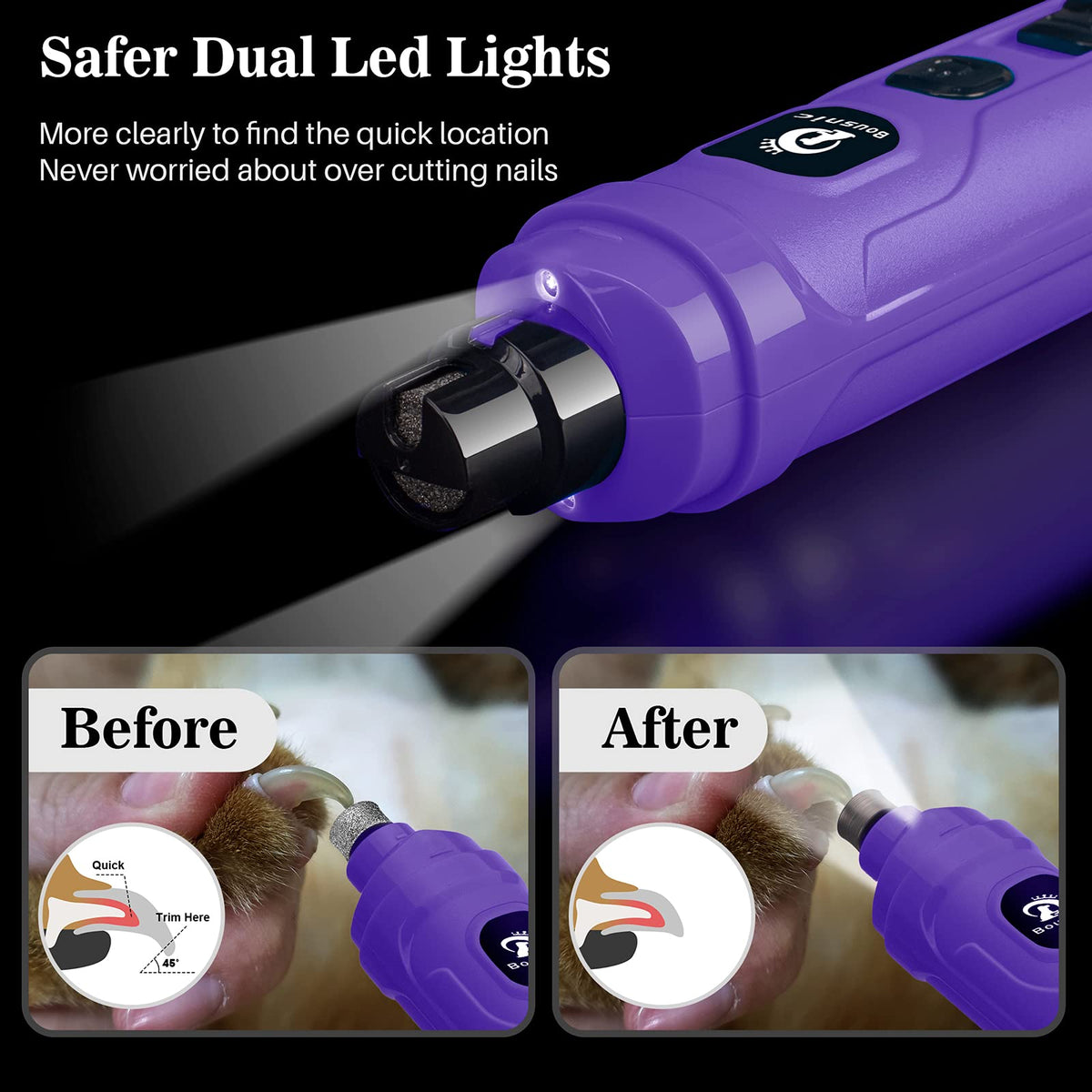 2-Speed Electric Dog Nail Grinder with 2 LED Light W16781