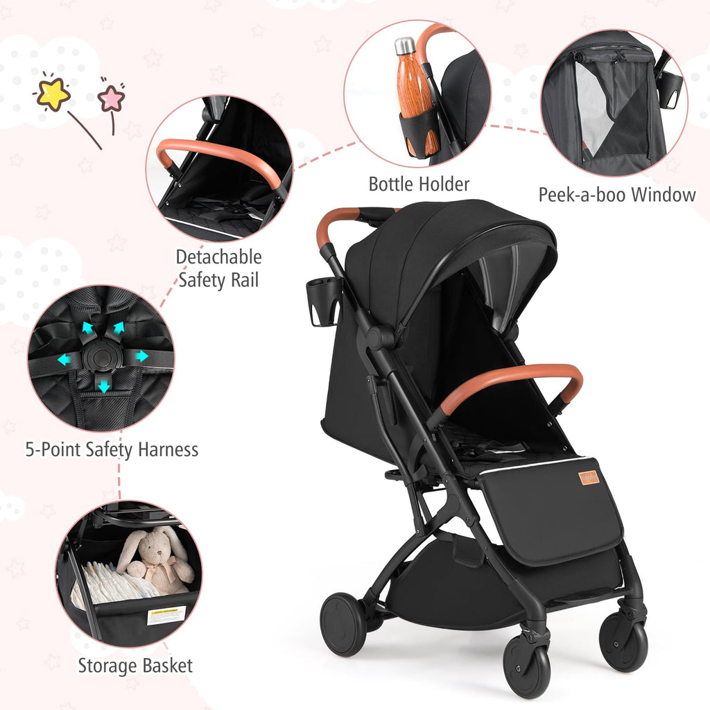 Lightweight Compact Stroller with One-Hand Fold and Canopy Y353258