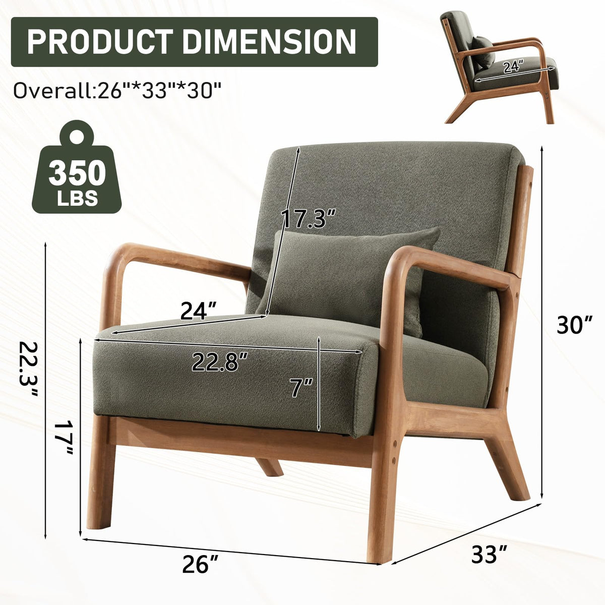 Mid Century Modern Accent Chairs Set of 2 Fabric Wood Armchair O558