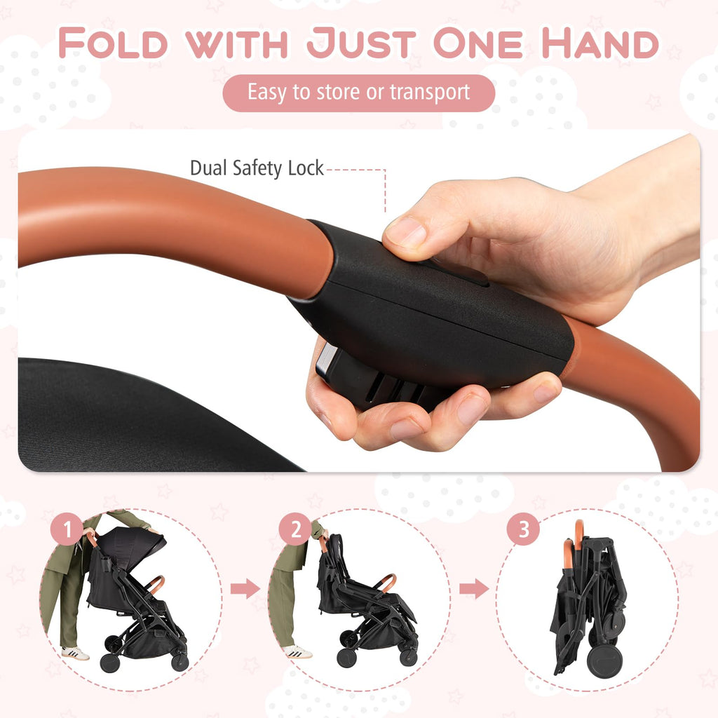 Lightweight Compact Stroller with One-Hand Fold and Canopy Y353258