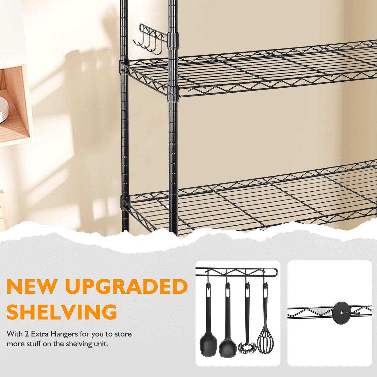 6 Tier Heavy Duty Adjustable Metal Wire Shelving Rack with Wheels, Black H764
