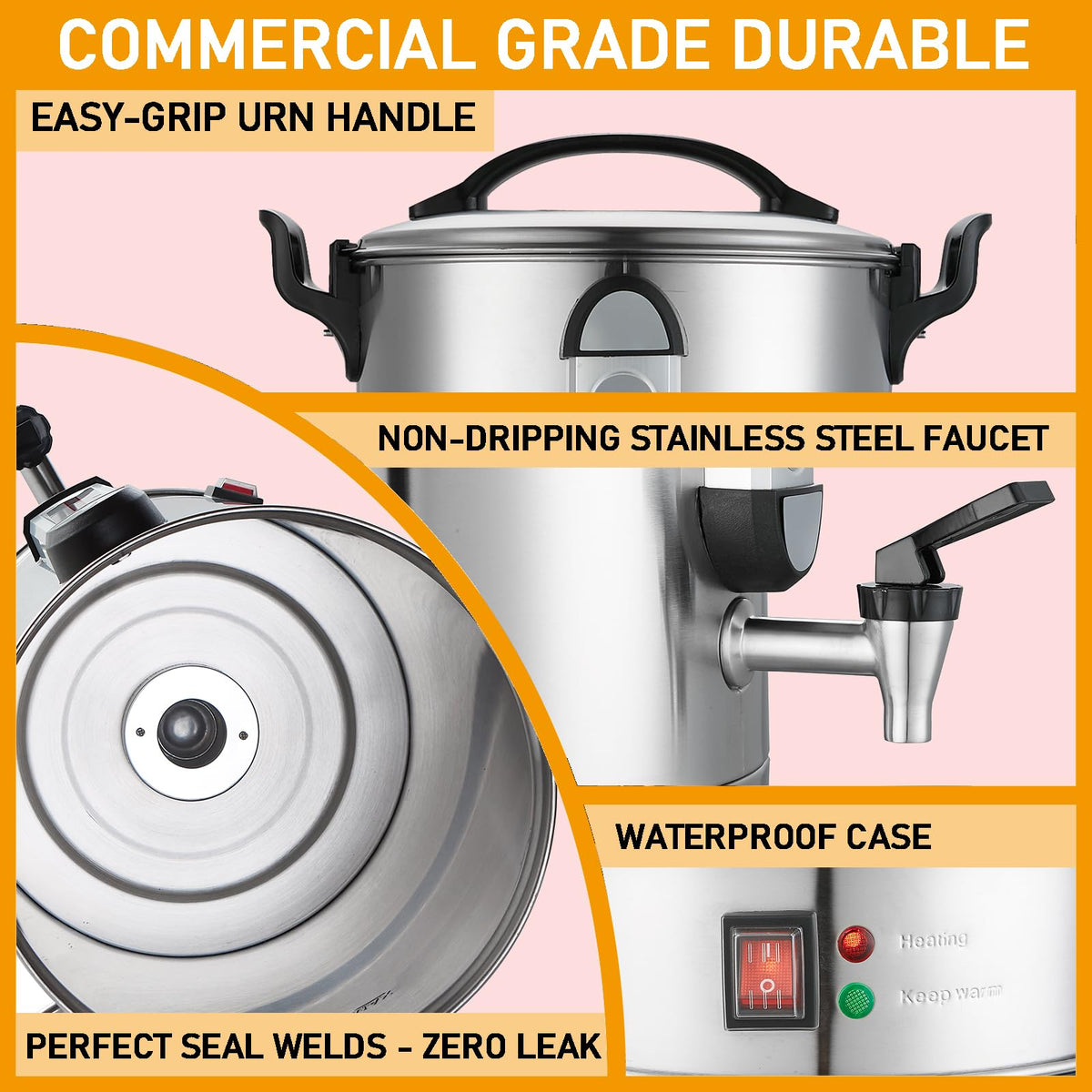 100 Cup Stainless Steel Commercial Coffee Urn W25386