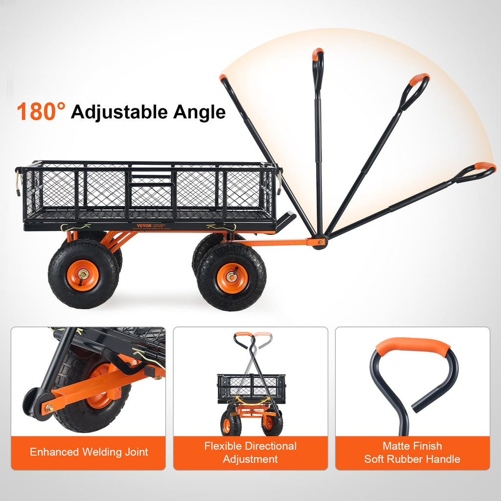 880lbs Steel Garden Dump Cart Utility Wagon with Removable Sides G4897