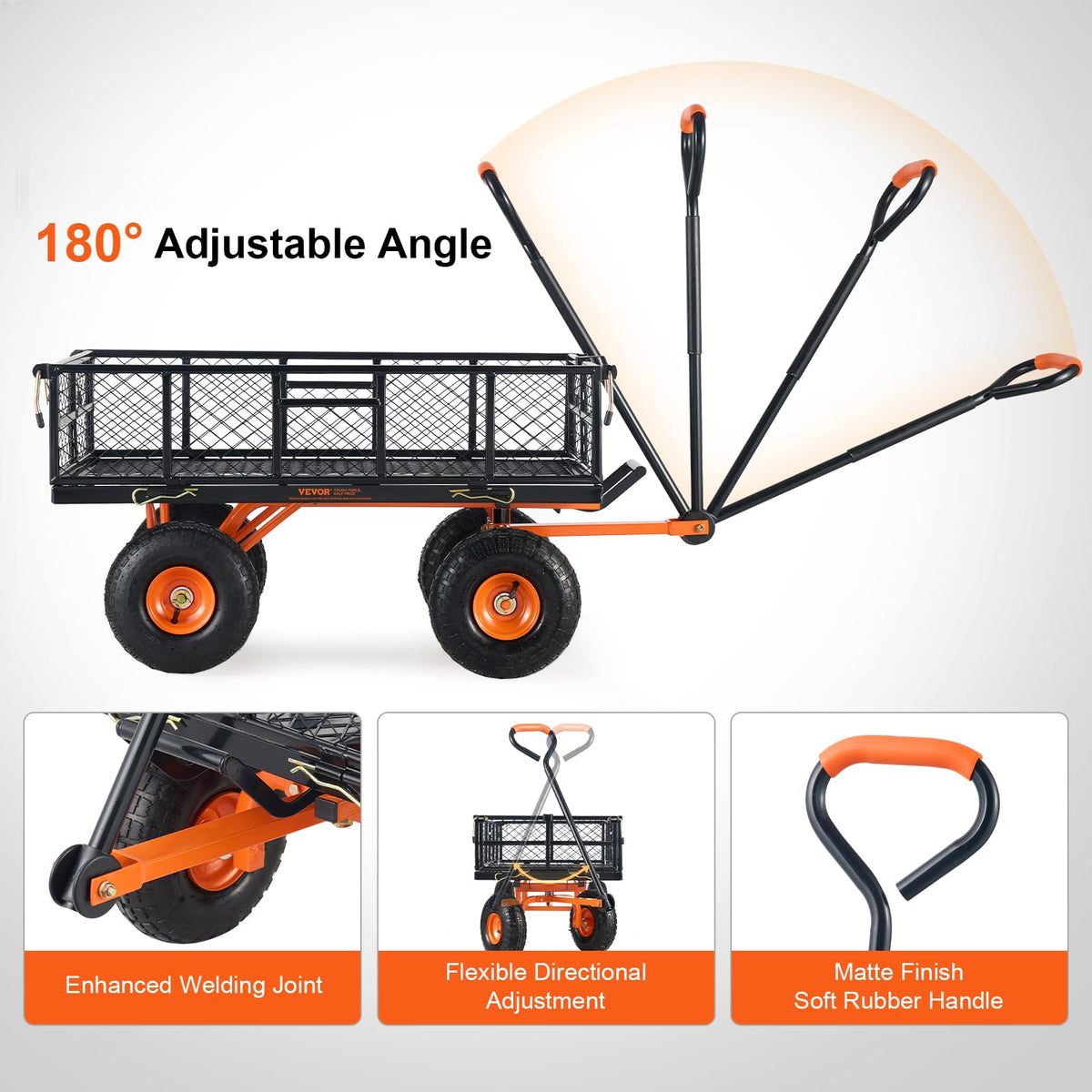 880lbs Steel Garden Dump Cart Utility Wagon with Removable Sides G4897