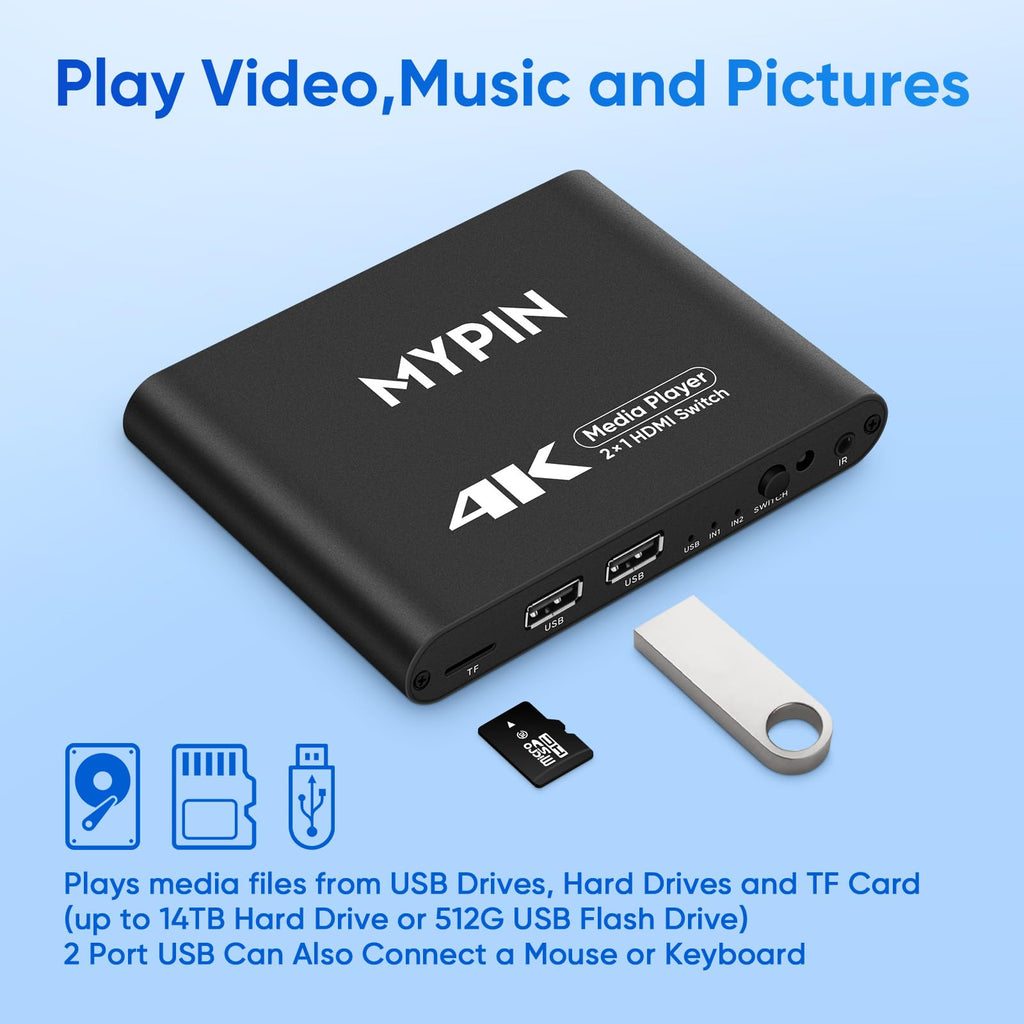 4K@30 Media Player with HDMI Out Switch Q595