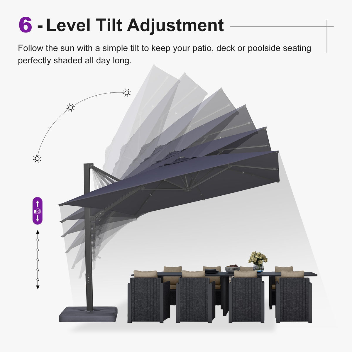 10' x 13' Navy Blue Patio Umbrella with Base J716905