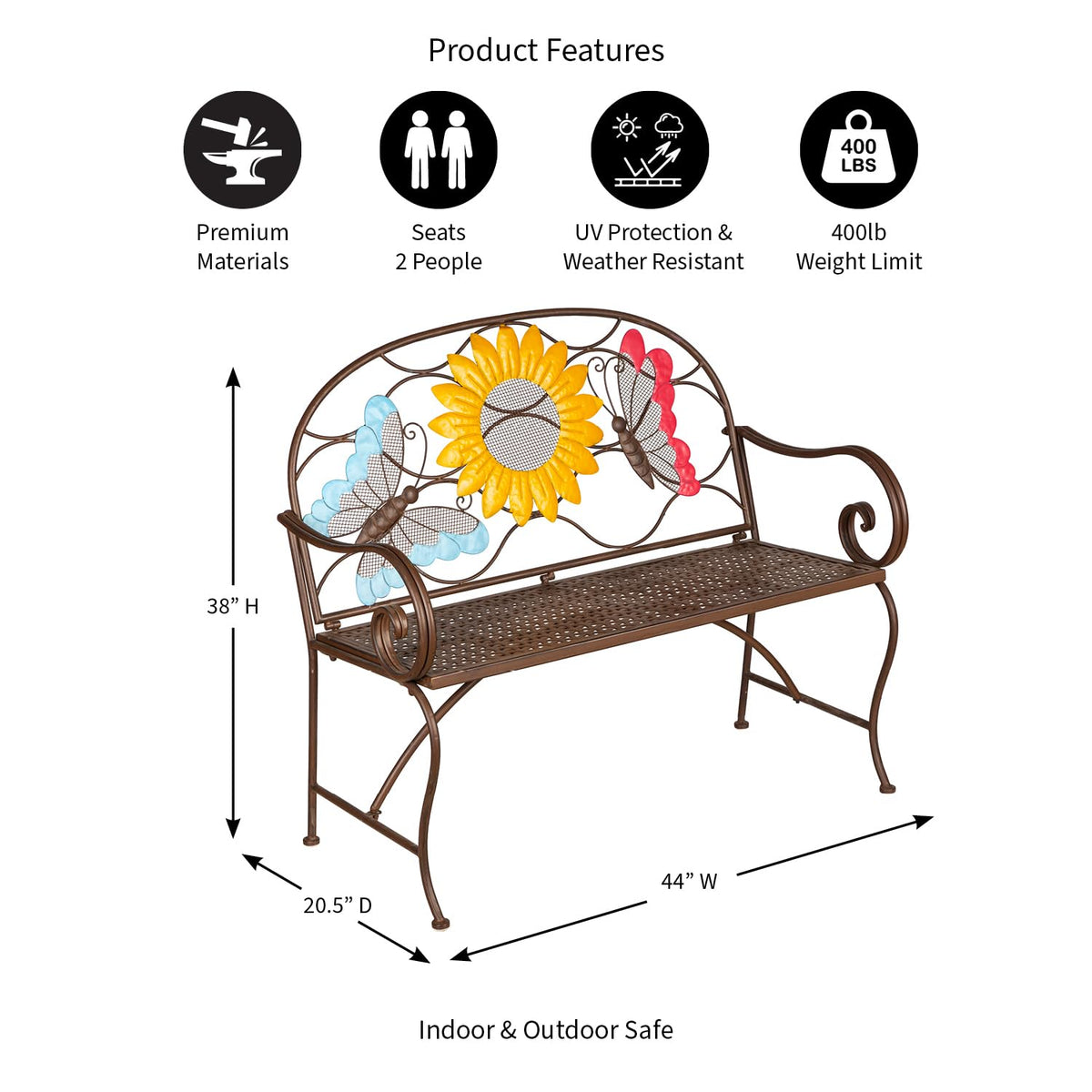 Cast Iron Metal Garden Bench U336