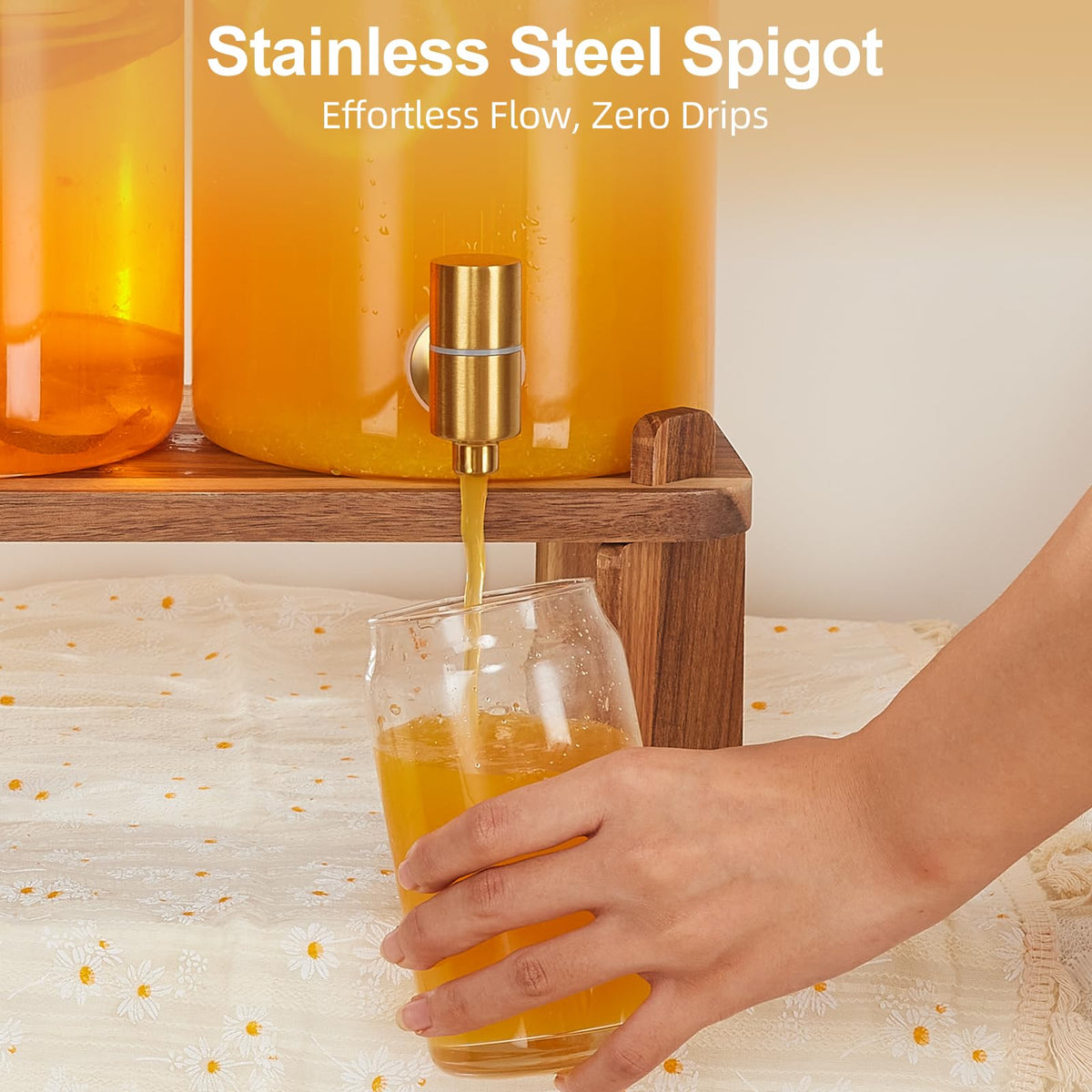 2pcs 1.2 Gallon Glass Drink Dispenser with Stand P545161