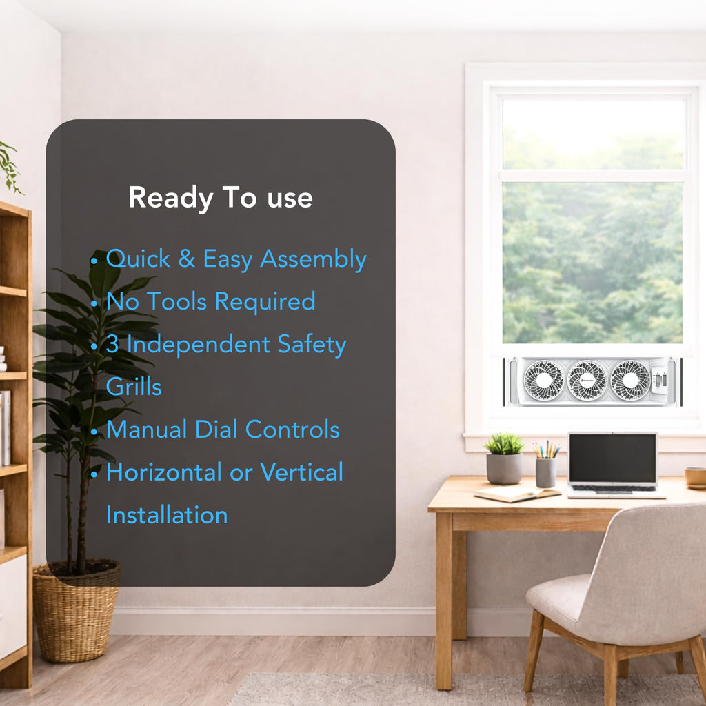 Triple Window Fan with 3-Speeds & Expandable Width P435