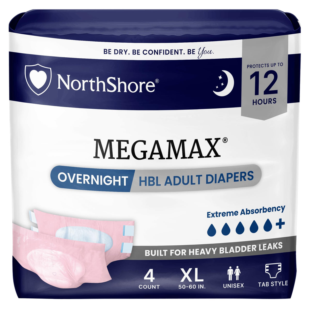 Pink X-Large Adult Diapers with Tabs, 4 Count U87677