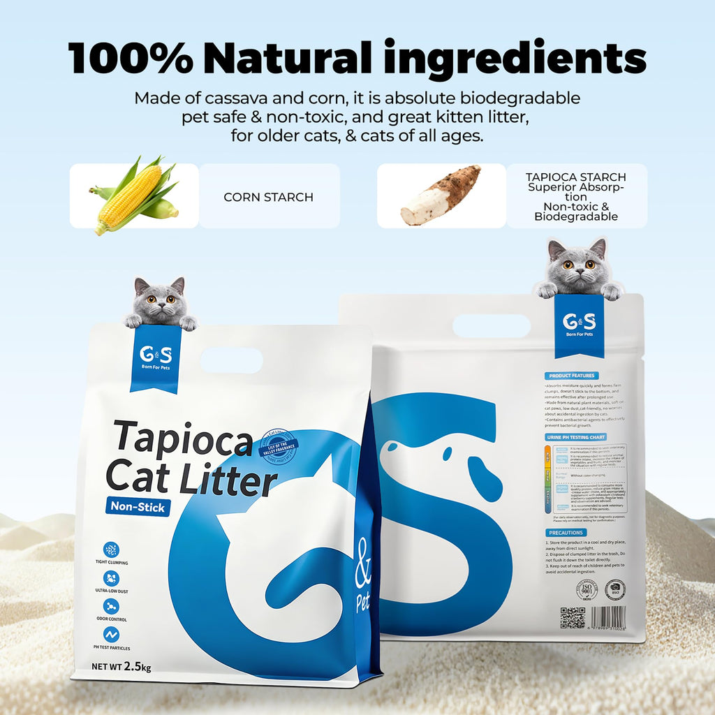 Tapioca Cat Litter Rapid Clumping 5.5lb × 3 Bags Z64174