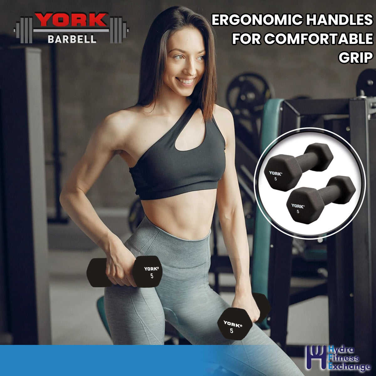 Neoprene Hexagon Dumbbells with Cast Ergo Handle, 10lb Pack of 4 L547530