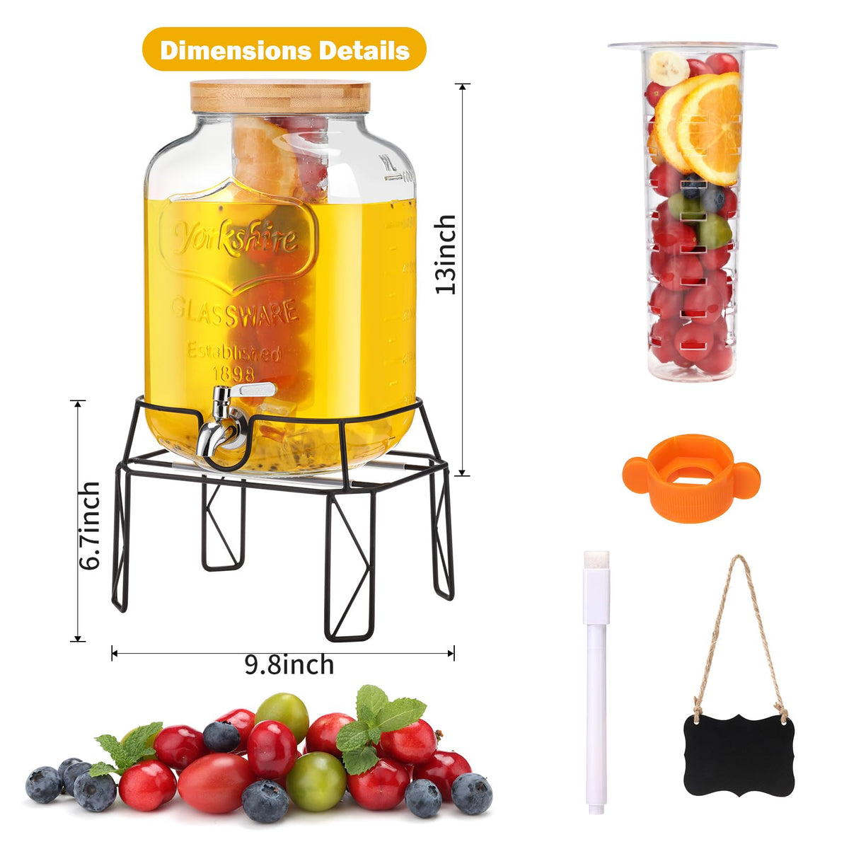 2 Gallon Drink Dispensers with Stand I585