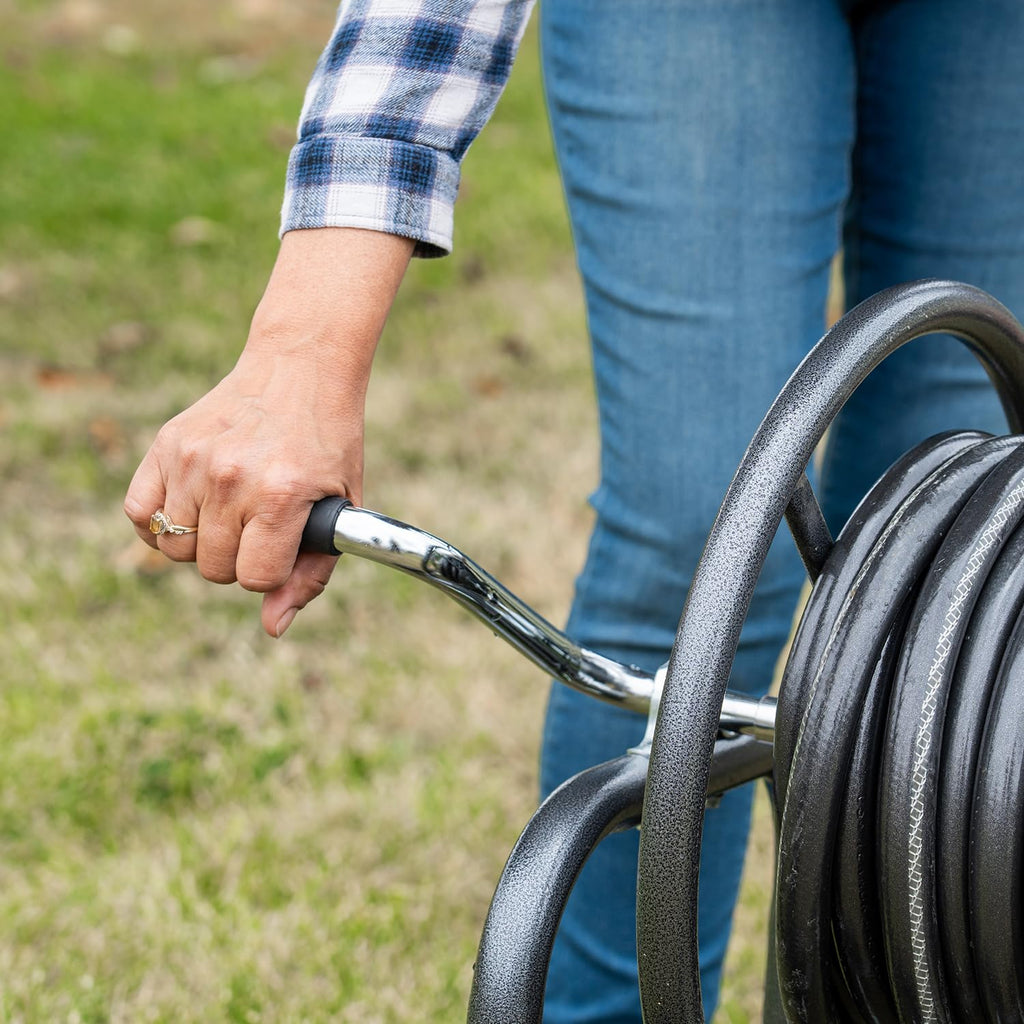 Hose Reel Cart with Wheels, 300-Feet Capacity, Grey C15527