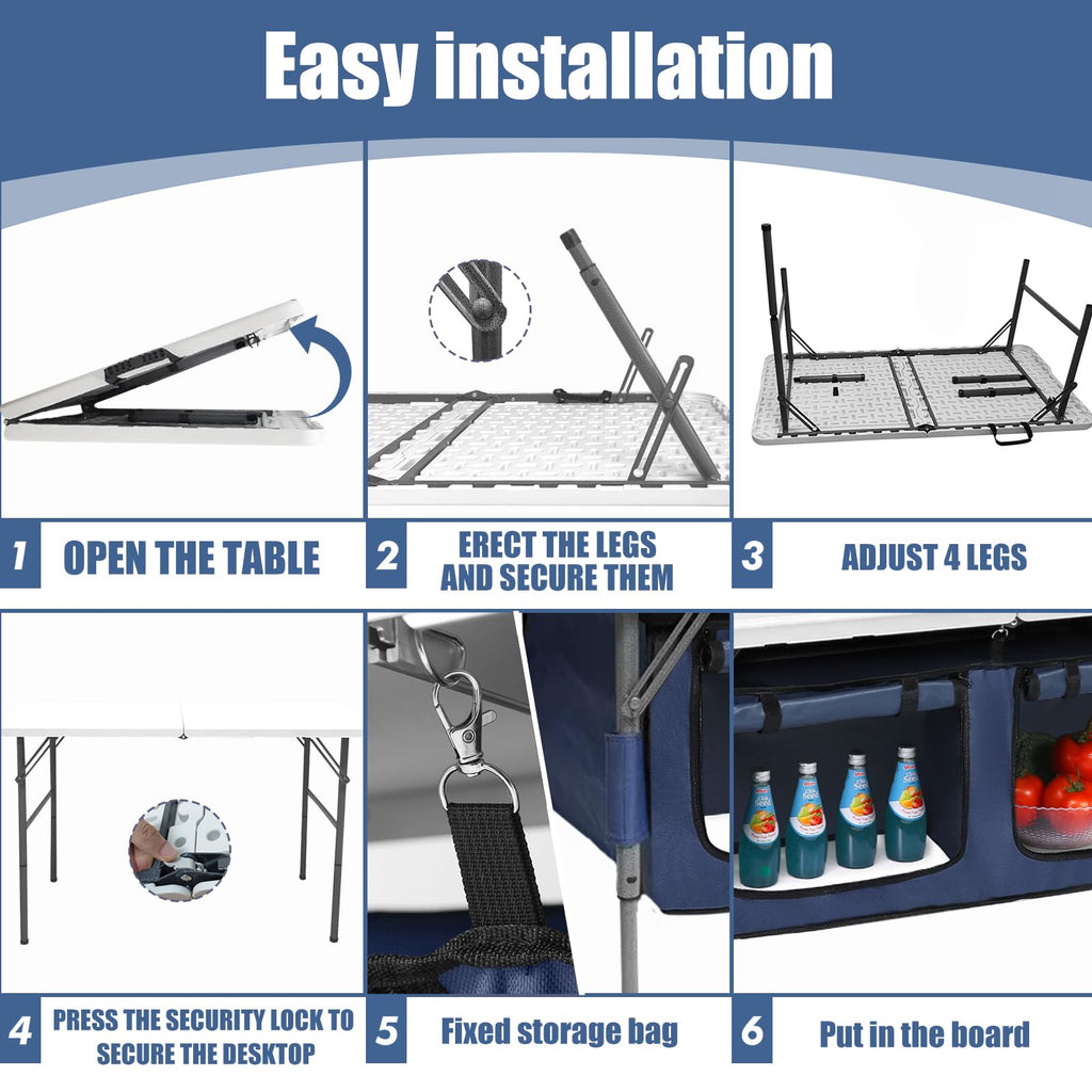 Foldable Camping Table with Storage I95159