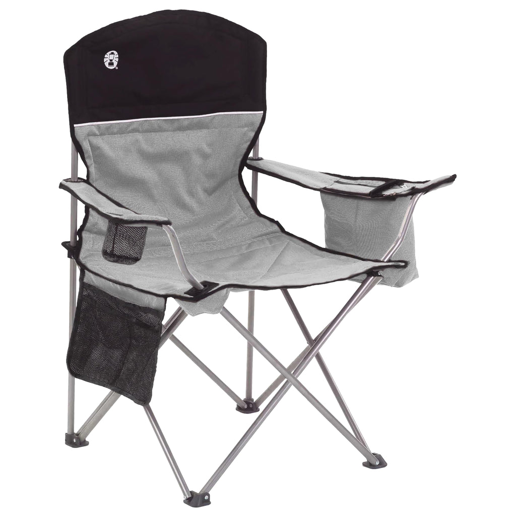 Portable Camping Chair with 4-Can Cooler, Cushioned Seat, Side Pockets & Cup Holder, Carry Bag W896971